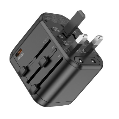 Універсальний зарядний пристрій HOCO AC15 Walker three-port PD20W(1C2A) universal conversion charger Black