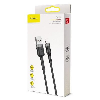 Кабель Baseus Cafule Cable USB For iP 2A 3m Gray+Black Кабель Baseus Cafule Cable USB For iP 2A 3m Gray+Black