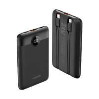 Зовнішній акумулятор VEGER 10000 mAh with built-in cables Type C / Lightning PD QC3.0 2A 22,5W C11 (W1170) black