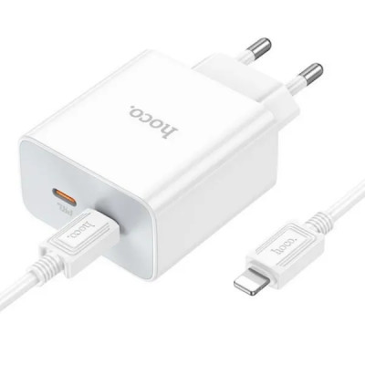 Мережевий зарядний пристрій HOCO C108A Leader PD35W dual port(2C) charger set(C to iP) White