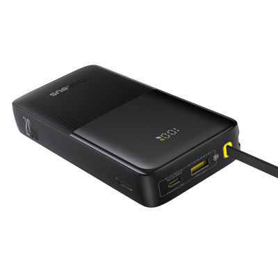 Зовнішній акумулятор Baseus Bipow 2 Digital Display Power Bank With Built-in USB-C Cable 20000mah 20W Cluster Black
