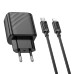 Мережевий зарядний пристрій з кабелем HOCO CS22A Value single port PD30W charger set(C to iP) Black Мережевий зарядний пристрій з кабелем HOCO CS22A Value single port PD30W charger set(C to iP) Black