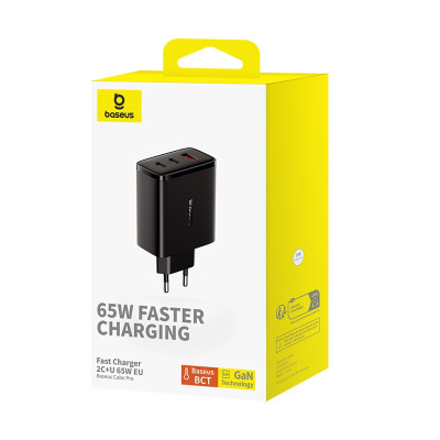 Мережевий зарядний пристрій Baseus Cube Pro Fast Charger 2C+U 65W EU Cluster Black
