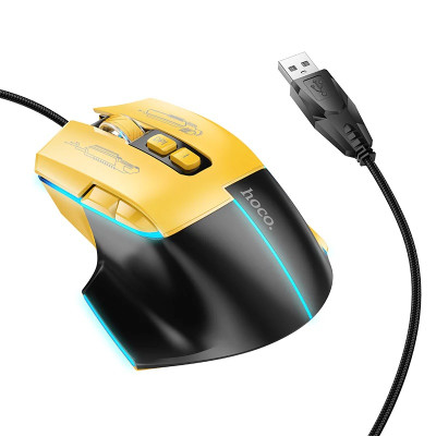 Миша HOCO GM31 Overlord luminous gaming wired mouse Black Yellow Миша HOCO GM31 Overlord luminous gaming wired mouse Black Yellow