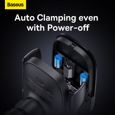 Автотримач для телефона з БЗП Baseus Milky Way Pro Series Wireless Charging Electric Car Mount Phone Holder 15W Cluster Black