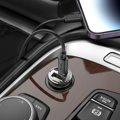 Автомобільний зарядний пристрій HOCO Z53A Vision PD30W+QC3.0 car charger Transparent Black Автомобільний зарядний пристрій HOCO Z53A Vision PD30W+QC3.0 car charger Transparent Black