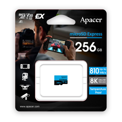 Карта пам'яті microSDXC  (UHS-1 U3) Apacer Express 256Gb class 10 V30 A1  Read/Write:810/700 MB/sec (Compatible with Nintendo Switch 2)