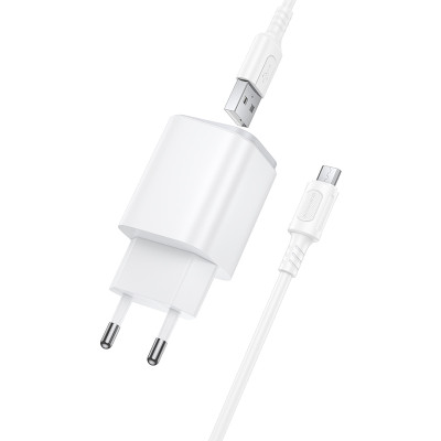 Мережевий зарядний пристрій з кабелем BOROFONE BAS82A Star single port QC3.0 charger set (Micro) (EU) White Мережевий зарядний пристрій з кабелем BOROFONE BAS82A Star single port QC3.0 charger set (Micro) (EU) White