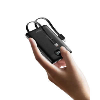 Внешний аккумулятор VEGER 10000 mAh with built-in cables Type C / Lightning PD QC3.0 2A 22,5W C11 (W1170) black