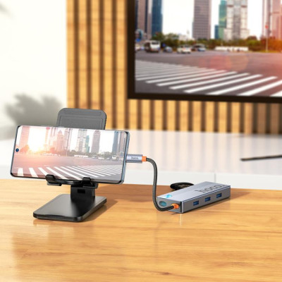 USB-хаб HOCO HB50 Wow 5-in-1 multi-function converter (HDTV+PD+USB3.0*3) Deep Space Gray