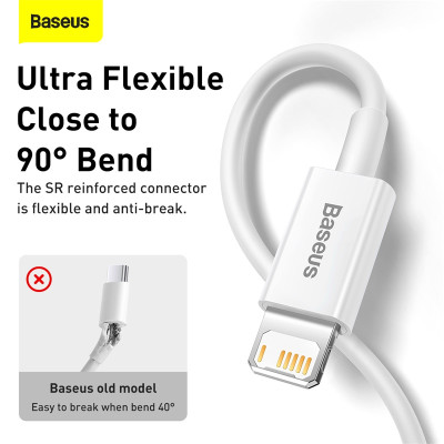 Кабель Baseus Superior Series Fast Charging Data Cable USB to iP 2.4A 0.25m White Кабель Baseus Superior Series Fast Charging Data Cable USB to iP 2.4A 0.25m White