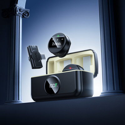 Бездротова мікрофонна система HOCO L22 Bright 2-in-1 wireless microphone with case(iP/Type-C) Black