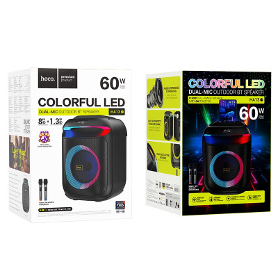 Портативна колонка HOCO HA13 Ramon outdoor BT speaker with two wireless microphones Black