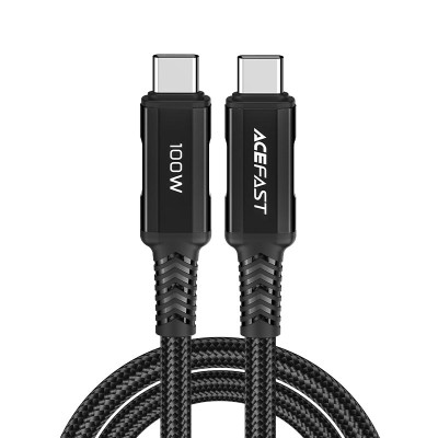 Кабель ACEFAST C4-03 Type-C to Type-C 5A, 100W, 2m, nylon, zinc connectors, Black Кабель ACEFAST C4-03 Type-C to Type-C 5A, 100W, 2m, nylon, zinc connectors, Black