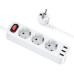 Мережевий подовжувач HOCO NS2 3-position extension cord socket(including 3*USB output) White