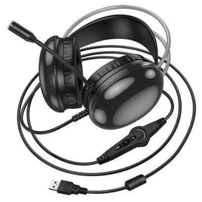 Бездротові накладні навушники HOCO W109 Plus Rich USB7.1 channel gaming headphones Black Бездротові накладні навушники HOCO W109 Plus Rich USB7.1 channel gaming headphones Black