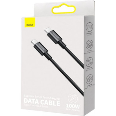 Кабель Baseus Superior Series Fast Charging Data Cable Type-C to Type-C 100W 2m Black Кабель Baseus Superior Series Fast Charging Data Cable Type-C to Type-C 100W 2m Black
