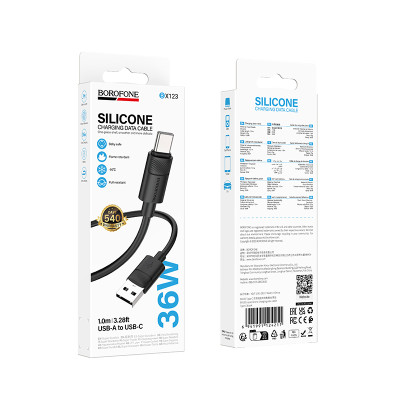 Кабель BOROFONE BX123 Leya silicone charging data cable Type-C Black Кабель BOROFONE BX123 Leya silicone charging data cable Type-C Black