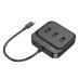 USB-Hub HOCO HB35 Easy link 4-in-1 100 Mbps Ethernet Adapter(Type-C to USB2.0*3+RJ45)(L=0.2M) Black