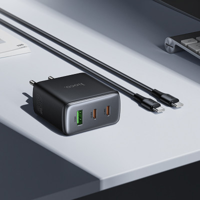 Мережевий зарядний пристрій HOCO C160A Upgrade PD65W(2C1A) charger set(C to C) Black
