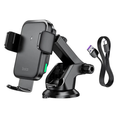 Автотримач для телефона з БЗП HOCO HW11 Jenny three-axis linkage wireless fast charging car holder(center console) Black Автотримач для телефона з БЗП HOCO HW11 Jenny three-axis linkage wireless fast charging car holder(center console) Black