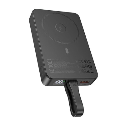 Зовнішній акумулятор HOCO Q24 Elegant 22.5W+PD20W fully compatible power bank with cable and magnetic fast charging(10000mAh) Black