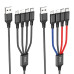 Кабель HOCO X76 USB to iP+Type-C+Type-C+Micro 2A, 1m, nylon, aluminum connectors Black+Red+Blue Кабель HOCO X76 USB to iP+Type-C+Type-C+Micro 2A, 1m, nylon, aluminum connectors Black+Red+Blue