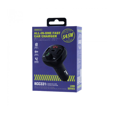 АЗП з FM-модулятором REMAX Lodi Series All-in-One 54.5W PD+QC 2A+1C Fast Car Charge RCC331 Black АЗП з FM-модулятором REMAX Lodi Series All-in-One 54.5W PD+QC 2A+1C Fast Car Charge RCC331 Black