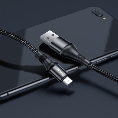 Кабель HOCO X50 USB to Micro 2.4A, 1m, nylon, aluminum connectors, Black Кабель HOCO X50 USB to Micro 2.4A, 1m, nylon, aluminum connectors, Black