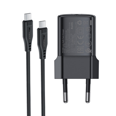 Мережевий зарядний пристрій ACEFAST A118 PD30W mini GaN USB-C fast charger Black Мережевий зарядний пристрій ACEFAST A118 PD30W mini GaN USB-C fast charger Black