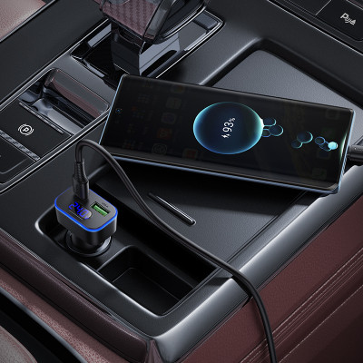 Автомобільний зарядний пристрій HOCO Z63B Barry 48W dual port PD30W+QC3.0 digital display car charger