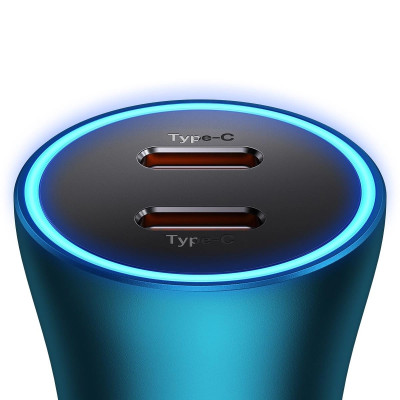 Автомобільний зарядний пристрій Baseus Golden Contactor Pro Dual Fast Charger Car Charger C+C 40W Blue Автомобільний зарядний пристрій Baseus Golden Contactor Pro Dual Fast Charger Car Charger C+C 40W Blue