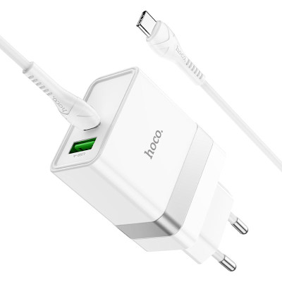 Мережевий зарядний пристрій HOCO N21 Extension speed PD30W+QC3.0 charger set(Type-C to Type-C) White