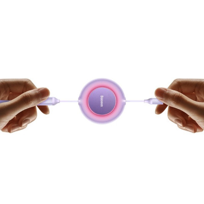 Кабель Baseus Bright Mirror 2 Series Retractable 3-in-1 Fast Charging  Data Cable USB to M+L+C 66W 1.1m Purple