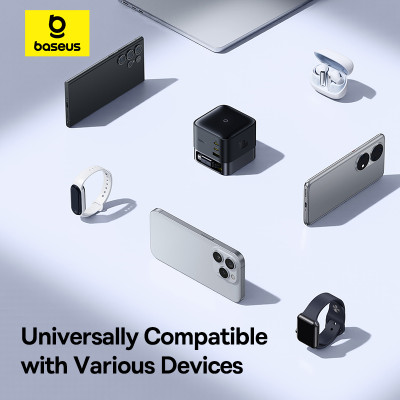 Мережевий зарядний пристрій Baseus Super GaN Desktop Charger with Retractable Cable 3C+U 100W EU Cosmic Black