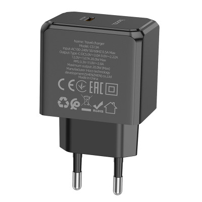 Мережевий зарядний пристрій HOCO CS13A Ocean single port PD20W charger Black Мережевий зарядний пристрій HOCO CS13A Ocean single port PD20W charger Black