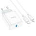 Мережевий зарядний пристрій з кабелем HOCO C104A Stage single port PD20W charger set (C to iP)(EU) White Мережевий зарядний пристрій з кабелем HOCO C104A Stage single port PD20W charger set (C to iP)(EU) White
