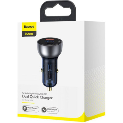Автомобільний зарядний пристрій Baseus Particular Digital Display QC+PPS Dual Quick Charger Car Charger 65W Shallow tarnish Автомобільний зарядний пристрій Baseus Particular Digital Display QC+PPS Dual Quick Charger Car Charger 65W Shallow tarnish