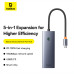 USB-хаб Baseus UltraJoy Series 5-Port HUB Space Grey（Type-C to USB3.0*3+RJ45*1+PD*1）