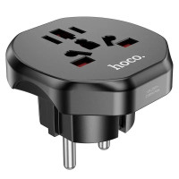 Мережевий адаптер HOCO AC6 Unimpeded universal conversion plug Black