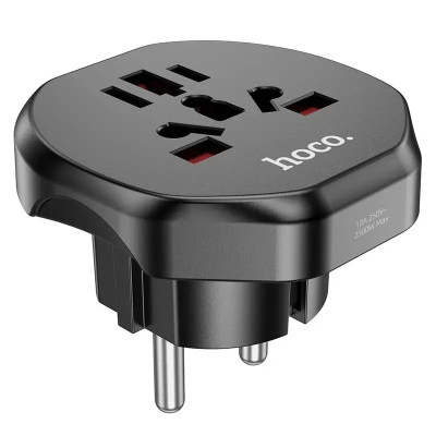 Мережевий адаптер HOCO AC6 Unimpeded universal conversion plug Black Мережевий адаптер HOCO AC6 Unimpeded universal conversion plug Black