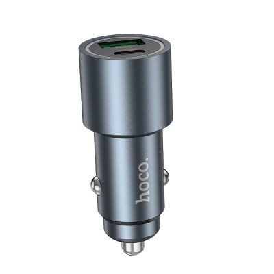 Автомобільний зарядний пристрій HOCO Z60 Bloom 48W dual-port PD30W+QC3.0 multi-protocol car charger Metal Gray Автомобільний зарядний пристрій HOCO Z60 Bloom 48W dual-port PD30W+QC3.0 multi-protocol car charger Metal Gray