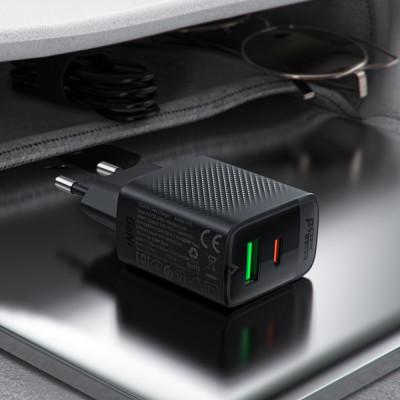 Мережевий зарядний пристрій ACEFAST A78 PD20W GaN (USB-A+USB-C) charger Black Мережевий зарядний пристрій ACEFAST A78 PD20W GaN (USB-A+USB-C) charger Black
