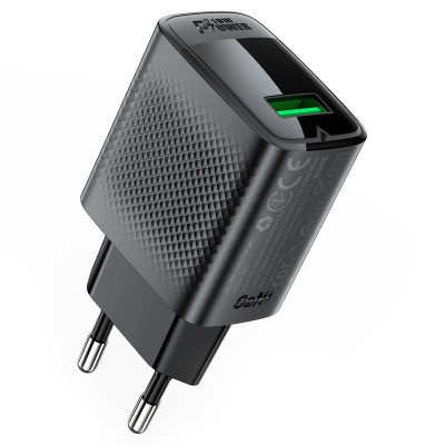 Мережевий зарядний пристрій ACEFAST A90 QC18W GaN single USB-A charger (EU) Black Мережевий зарядний пристрій ACEFAST A90 QC18W GaN single USB-A charger (EU) Black