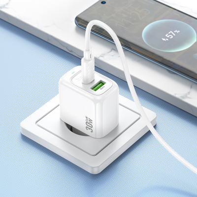 Мережевий зарядний пристрій HOCO CS55A Surplus PD30W+QC3.0 charger White Мережевий зарядний пристрій HOCO CS55A Surplus PD30W+QC3.0 charger White