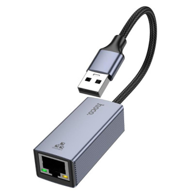 Мережевий адаптер HOCO UA37 USB ethernet adapter (1000 Mbps) Metal Gray Мережевий адаптер HOCO UA37 USB ethernet adapter (1000 Mbps) Metal Gray