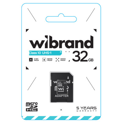 Карта памяти microSDHC (UHS-1) Wibrand 32Gb class 10 (adapter SD)