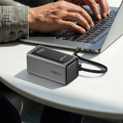 Зовнішній акумулятор ACEFAST M33-20000 100W fast charging power bank with cable and TFT display metal gray Зовнішній акумулятор ACEFAST M33-20000 100W fast charging power bank with cable and TFT display metal gray