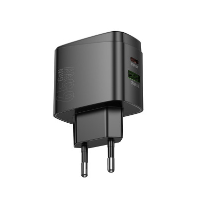 Мережевий зарядний пристрій HOCO CS63A Bright PD65W (1A1C) charger (EU) Black