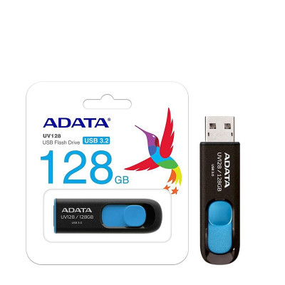 Флеш-накопичувач ADATA USB 3.2 UV 128 128Gb Black/Blue Флеш-накопичувач ADATA USB 3.2 UV 128 128Gb Black/Blue